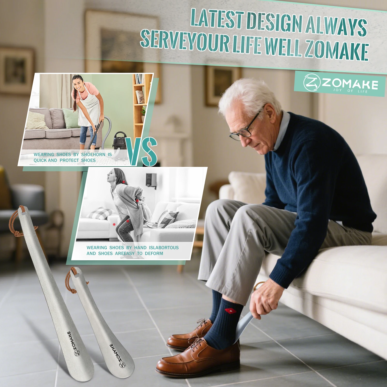 الخريف أبواق الأحذية المعدنية الفولاذ المقاوم للصدأ لبيسة الحذاء 19-30 سنتيمتر مقبض طويل Shoehorn مناسبة للرجال النساء حبال الأحذية رافع