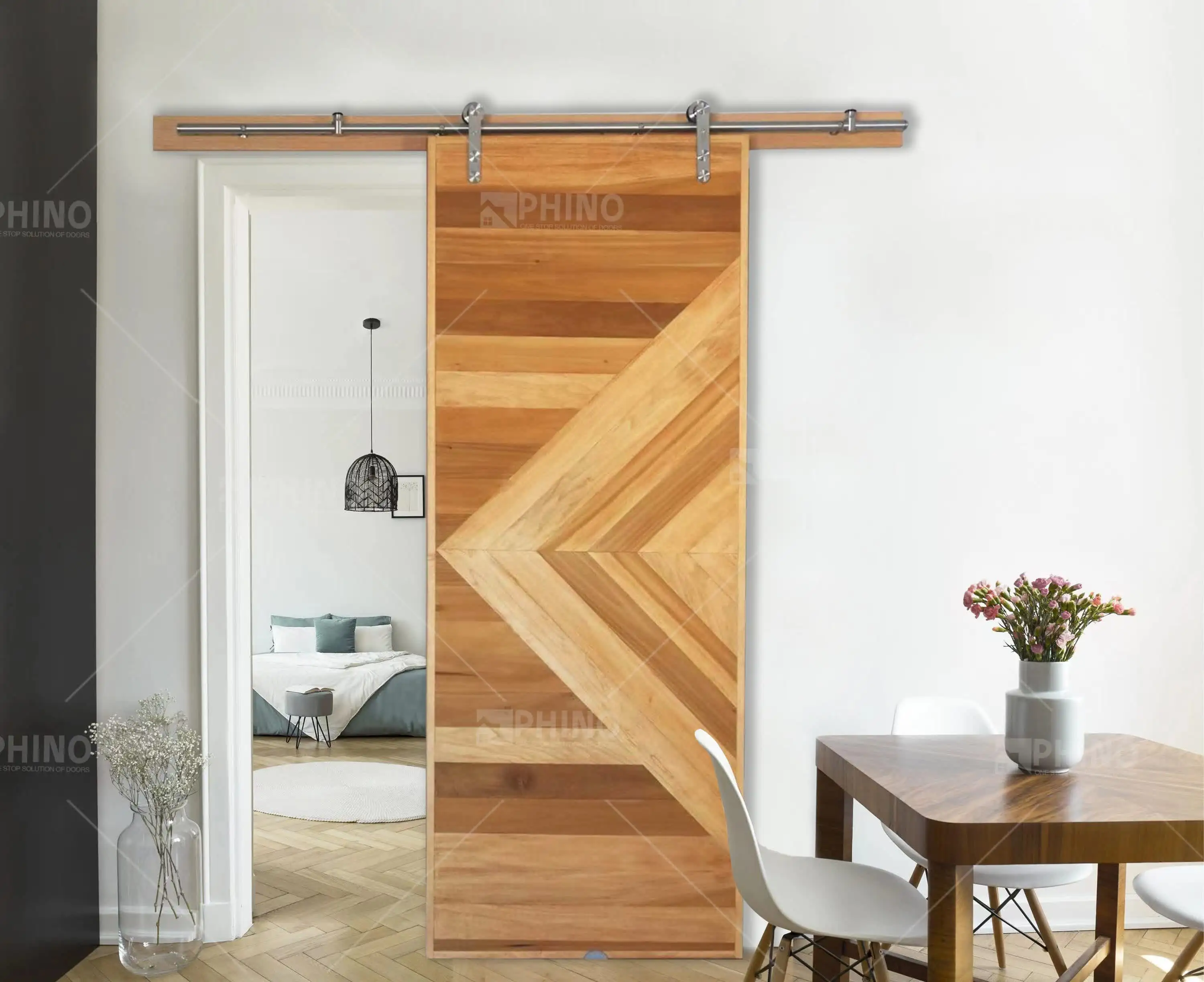 American Interior Sitting Room Door Sliding Floor Guide Adjustable Roller Wooden Barn Doors