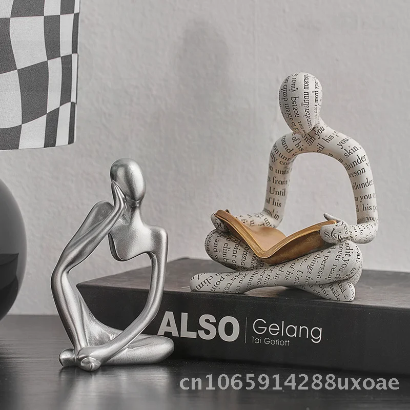 

Wowwu Original Design Art Couple Resin Ornaments Small Home Decor for TV Cabinet Wine Rack Living Room Car Black & White