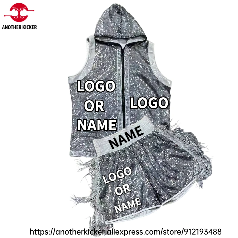 

Boxing Robe Shorts Set Customized Muay Thai Boxing Outfit Men Women Kids Hooded MMA Kickboxing Training Gown Jacket Fight Pants