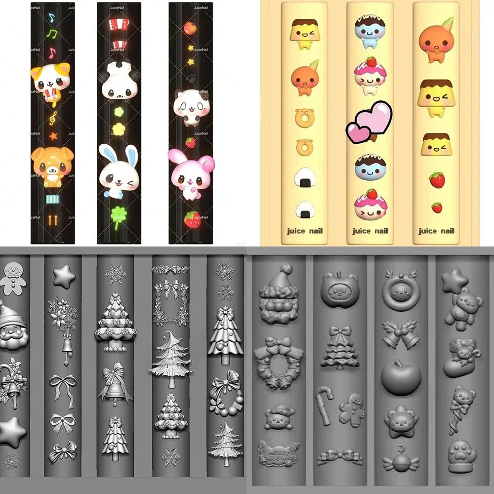 

Y2K Kawaii Anime Senbel Family Nails Art Mold Cartoon Bear Rabbit Bow Hairpin Diy Nail Mold Christmas Gift