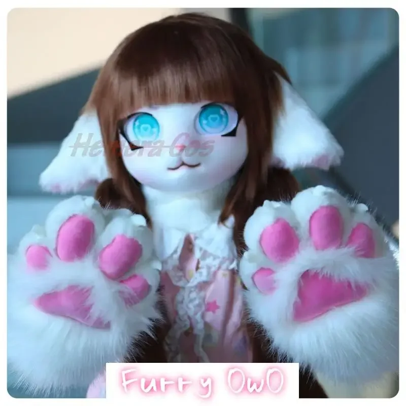 Fursuit Kigurumi سماعات فروي تأثيري ازياء Comiket Furries Rubbit دمية القط Comiket Furries أزياء الدمية الحيوان هالوين