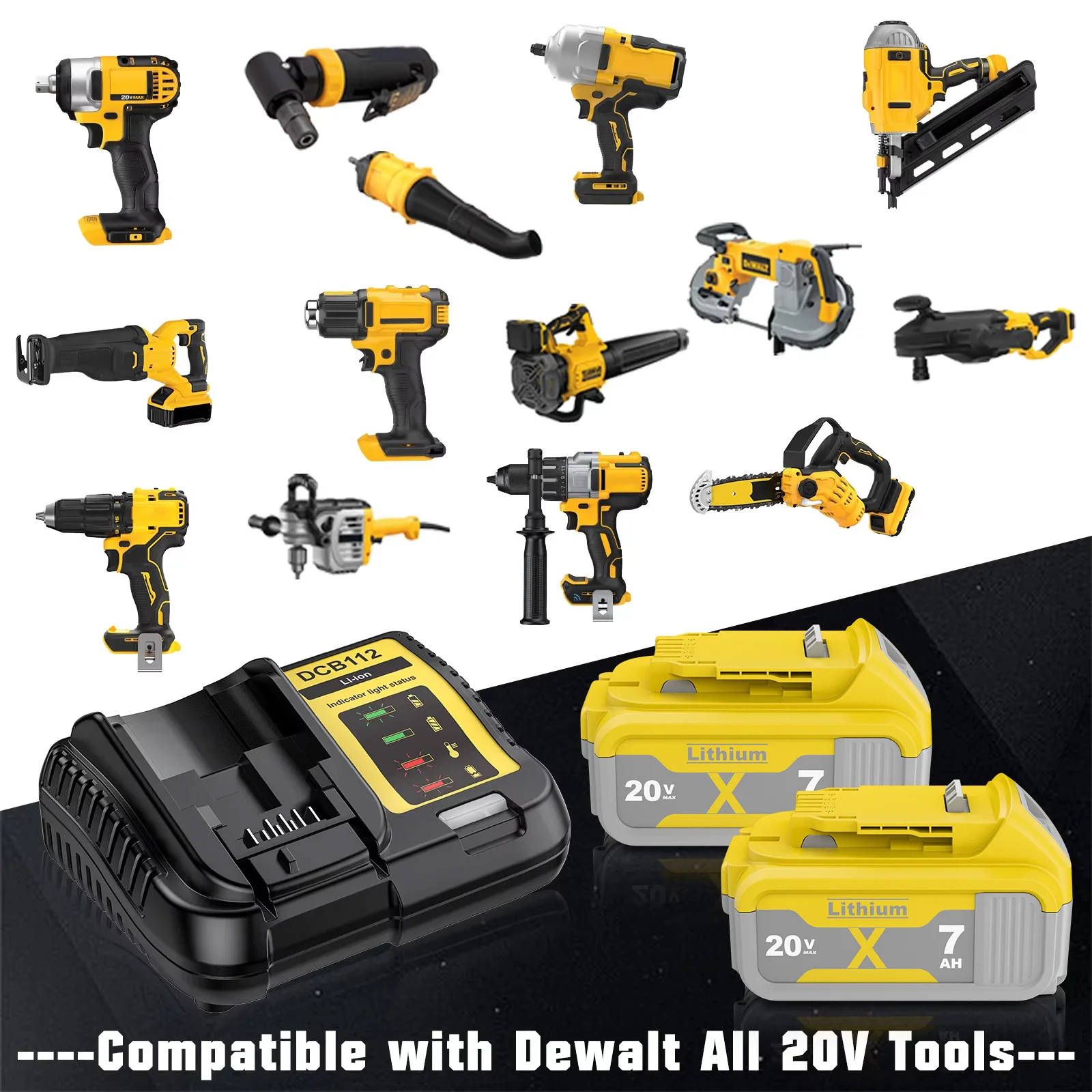 Zamiennik akumulatora litowo-jonowego 18V/20V MAX do Dewalt DCB200, pasuje do modeli 18V DCB203, DCB184, DCB182, 180, DCB201, DCB181, DCB182, DCB206 — zdjęcie produktu 4