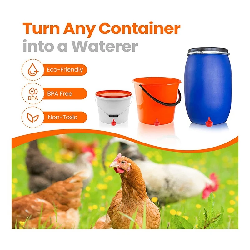 DIY Chicken Water Feeder For Poultry Automatic Chicken Water Cups Gravity Filling Poultry Waterer With Hole Saw(24 Pack)