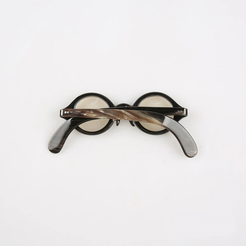 Eyeglass Frames Unique Vintage Round Small Thick Handmade Buffalo Horn Retro Myopia Man Glasses Frames Optical Lenses Eyeglasses