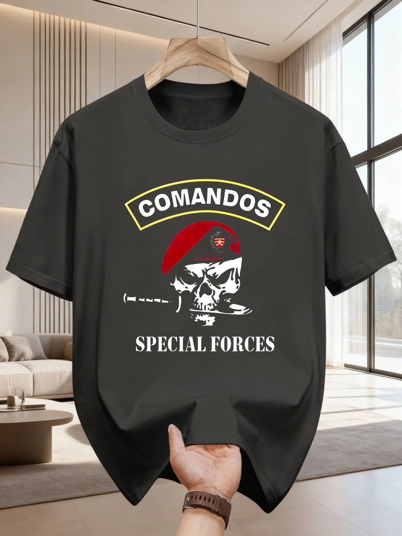 Special Forces Commandos Graphic New T-Shirt Casual Wear for Spring and Autumn Crew Neck Soft Tee
