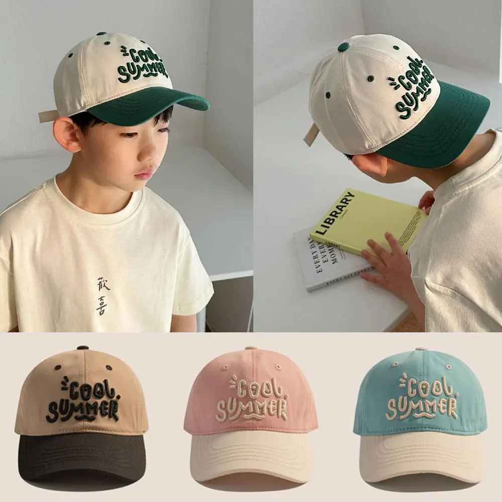 

2-7Year Boys Girl Sunscreen Peaked Hat Letter Embroidery Baseball Cap Adjustable Outdoor Contrasting Color Children Sun Hat