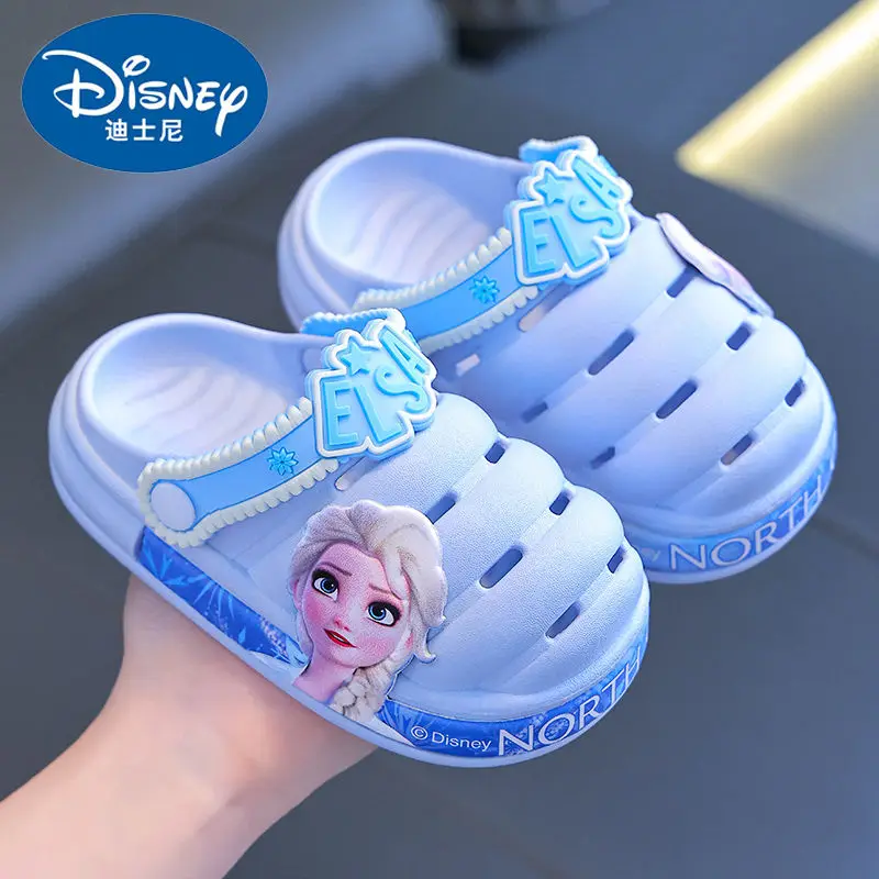 Disney Summer Girls Slippers Non-slip Soft Sole sandals Elsa Princess Girls Baotou Breathable beach drag sneakers