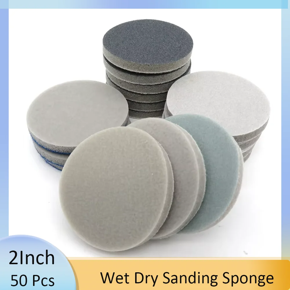 30 adet 2 inç 50MM sünger zımpara diski seti ıslak ve kuru zımpara süngeri cırt cırt 300-3000 Grit araba parlatma ve taşlama