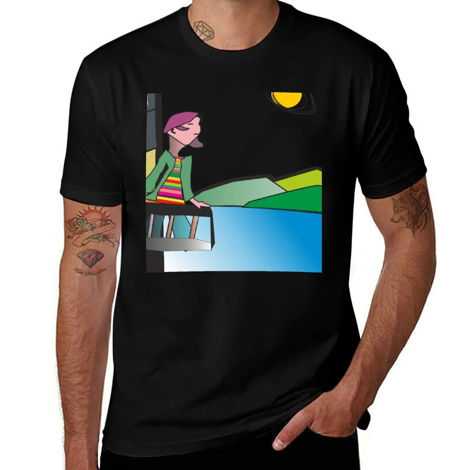 

LOOK AHEAD-simple sketch T-Shirt oversize t-shirts man quick drying anime figures t shirts for men