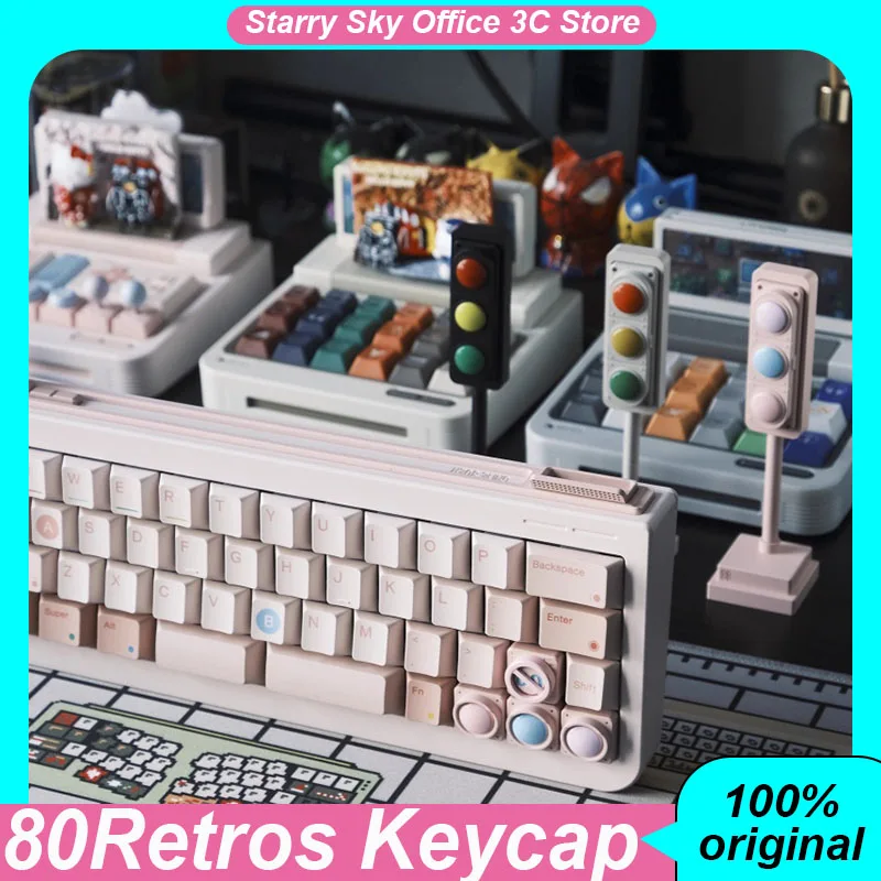 

80Retros колпачки для ключей, светофор, персонализированные колпачки для ключей в стиле ретро, настольные украшения, металлические колпачки для клавиш, аксессуары для ПК