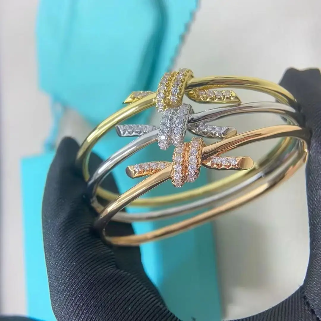

Original design Cross-wound single circle diamond bracelet with bow design fashion and unique holiday gift for women