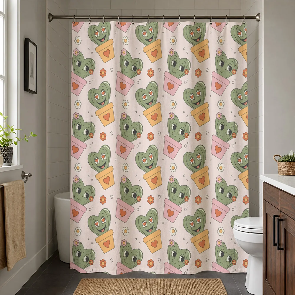 Cute Chameleon Shower Curtain Bathroom Decor Tropical Jungle Lizard Print Waterproof Novelty Home Accent Gift Curtain