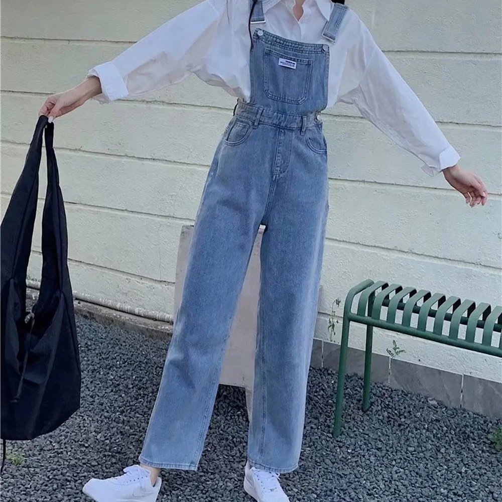 

Fashion Women High Waist Denim Pants Overalls Spring Autumn Casual Loose Suspender Trousers Oversize Female Jeans Streetwear