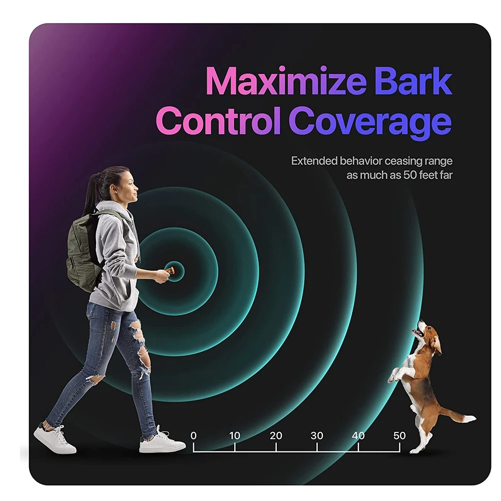 ABPO Repellente per cani da compagnia Dispositivo di addestramento per cani ad ultrasuoni Dispositivo di deterrente antiabbaio per cani ricaricabile con torcia a LED (arancione)