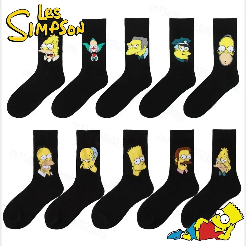 

Wholesale Simpsons Men's Socks Cartoon Funny Socks Women Fashion High Quality Cotton Sports Skateboard Hip Hop Black Sock