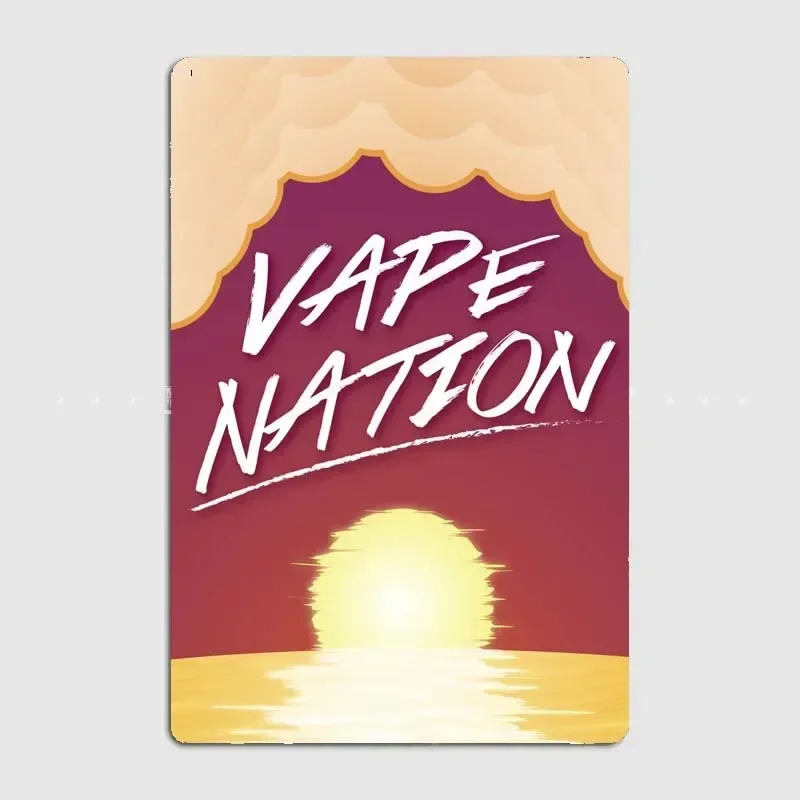 Vape Nation Retro Vape Theme Metal Plaque for Man Cave Wall Decor, Great Addition To E-cig Collection