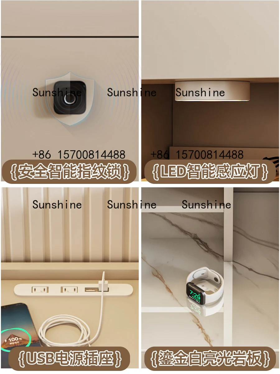 Modern simple bedside table rack integrated small apartment with fingerprint lock bedside extremely narrow side cabinet