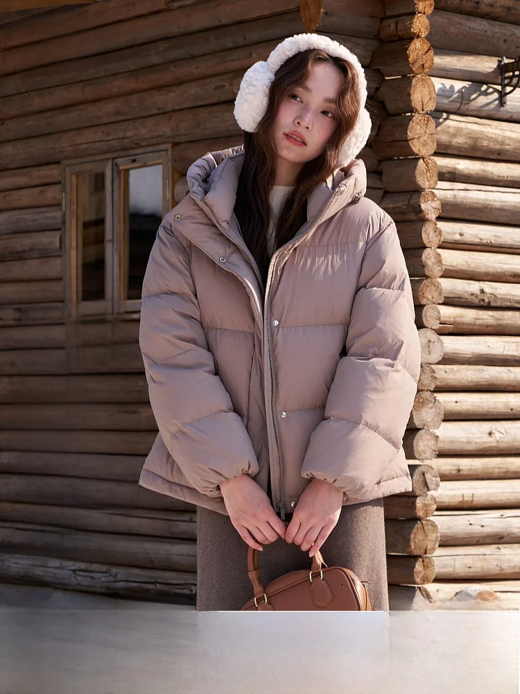 

Snowy Flight 2026 Spring New Women's Thiened Bread Sle down Jaet Comfortable Warm Soft ort Zipper Closure Nylon Coat