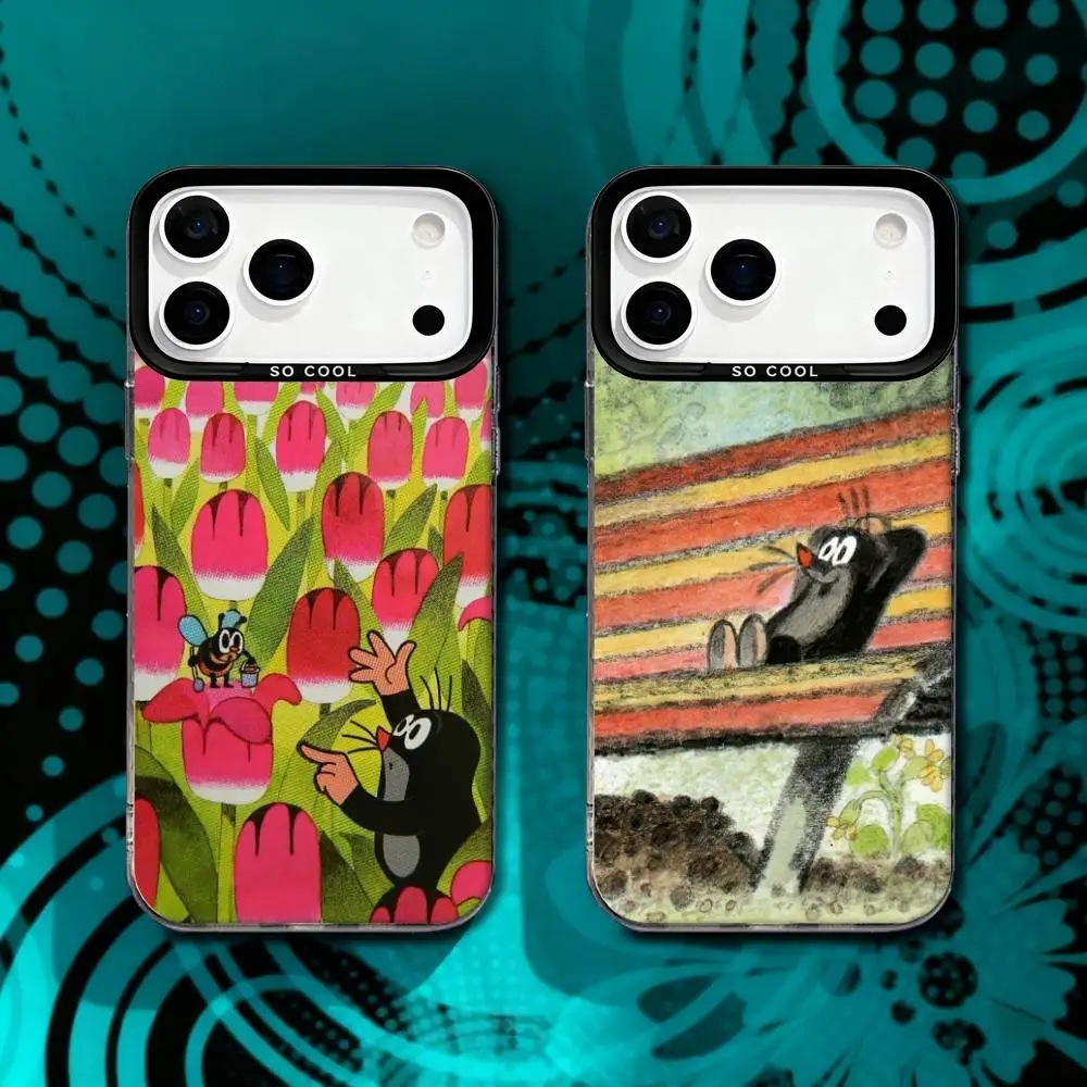 

L-Little M-Mole Cartoon Matte Fingerprint Proof Phone Case For iPhone 17,16,15,14,13,12,X,8,Pro,Max,Plus,SE4,Air,Mini