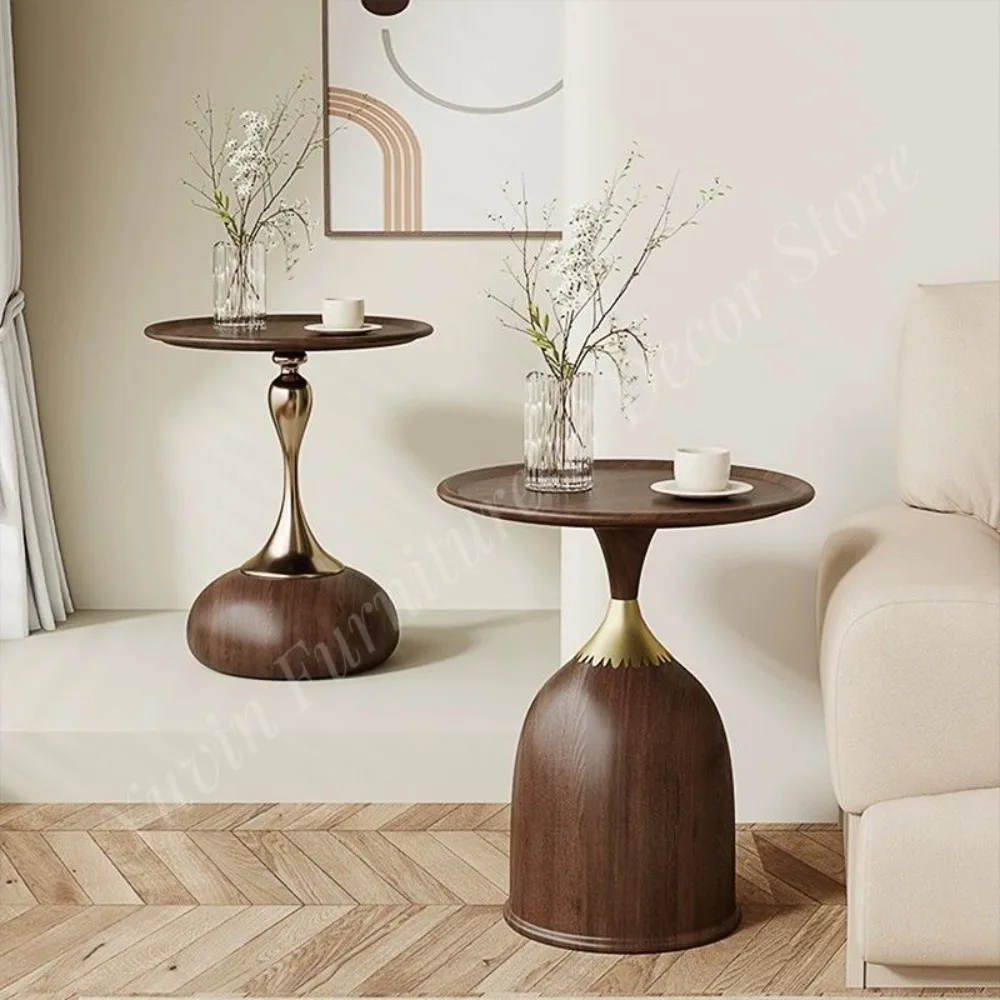 Light-Luxury Italian Style Metal Marble Top Small Coffee Table Bedside Cabinet Side Table Home Bedroom Living Room