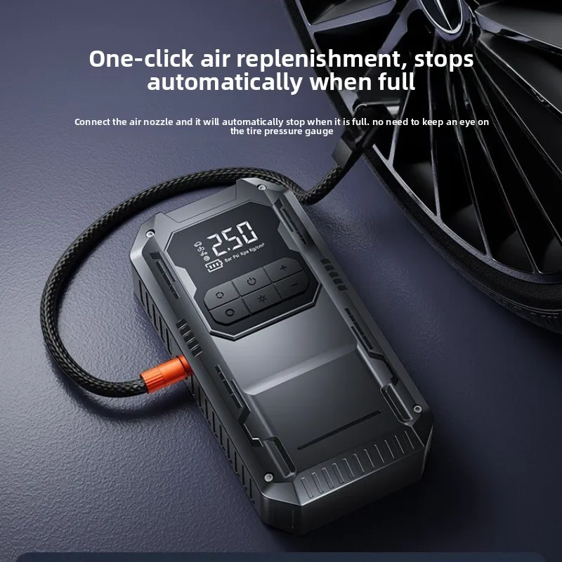 2 in 1 Car Jump Starter Tire Inflator Portable 12V 800A Peak Battery Booster Pack Digital Air Compressor Power Bank LED Light