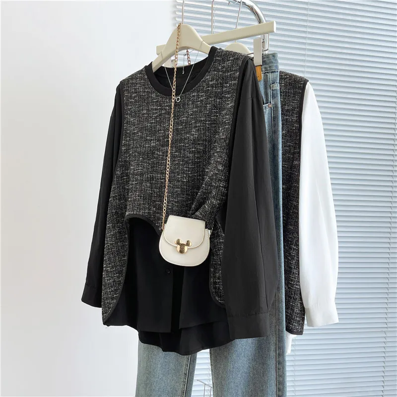 

Свободный длинный жилет Sve Wave Design, нерегулярный корейский жилет, топ, женская кукла Faion irt, осенний сезон, смесь полиэстера