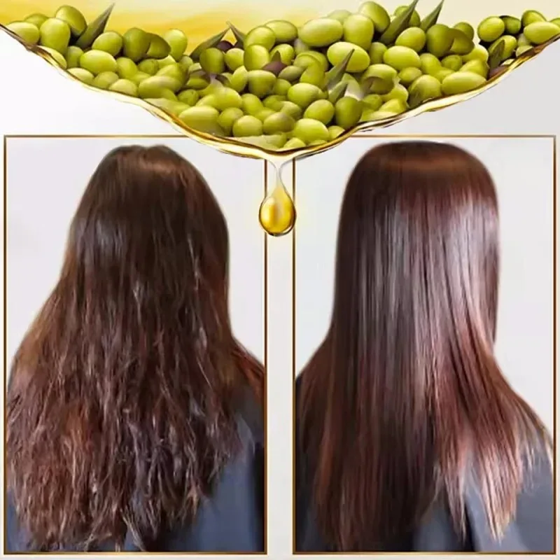 40 Capsules/Bottle of Hair Care Essential Oil, Rich in Olive Oil, Multivitamins and Other Ingredients, Repairs Damaged, Frizzy, and Tangled Hair, Quickly Restores Softness, Smoothness, and Shine, and Straightens Hair