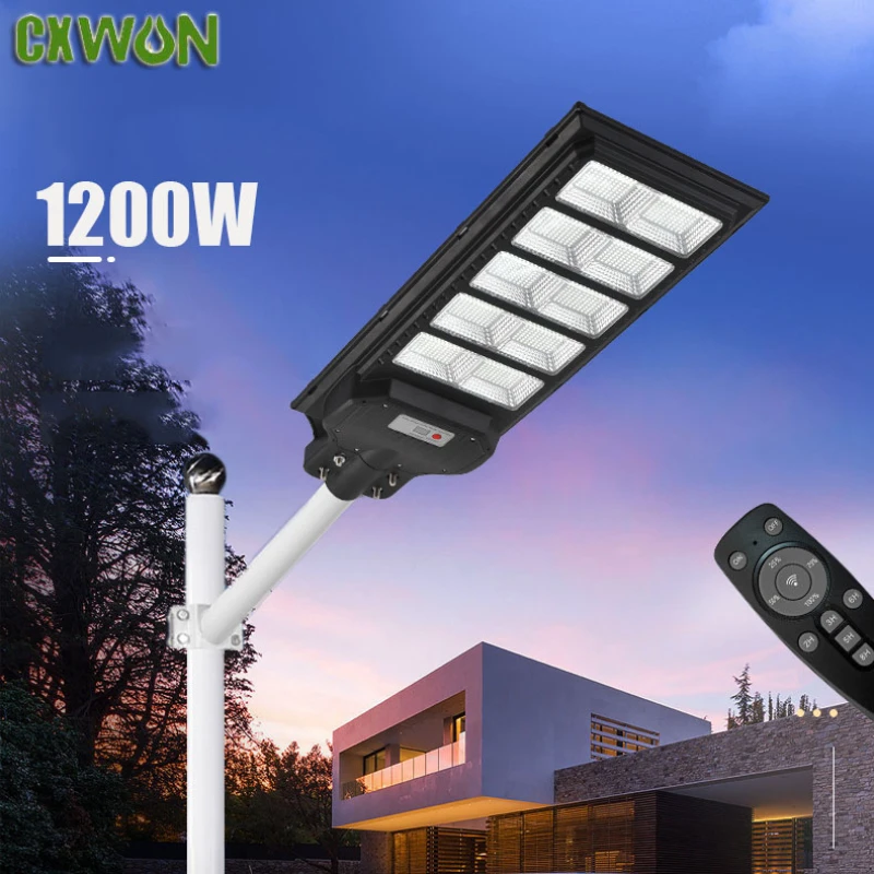 luz de rua solar 800w 1000w 1200w ao ar livre a prova dagua controle remoto sensor de movimento lampada de parede para jardim patio caminho estrada 01