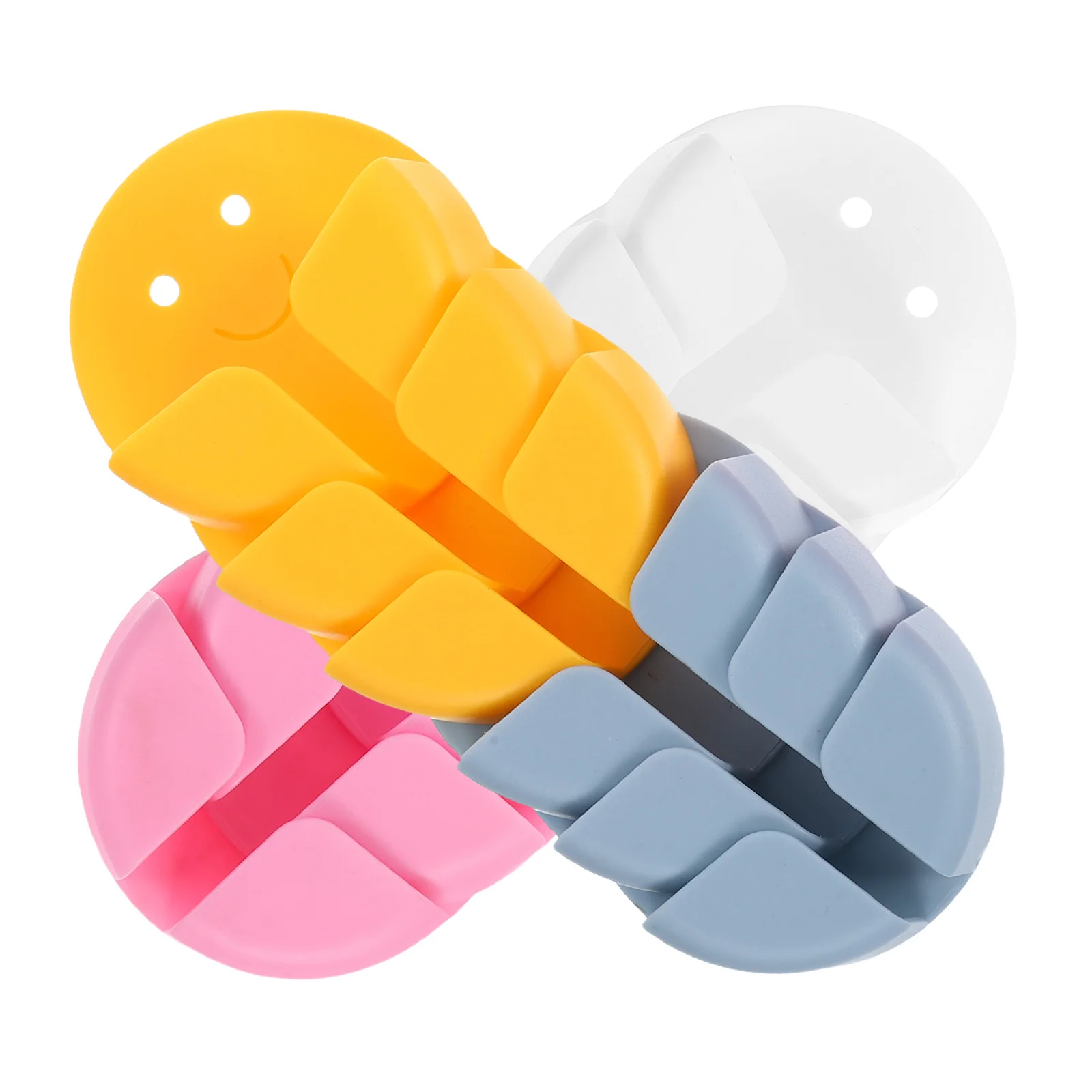 

12Pcs Punch-Free Socket Holder Adhesive Cord Organizer with Cheerful Smile Face for Kitchens Bedrooms Offices Plug Holder