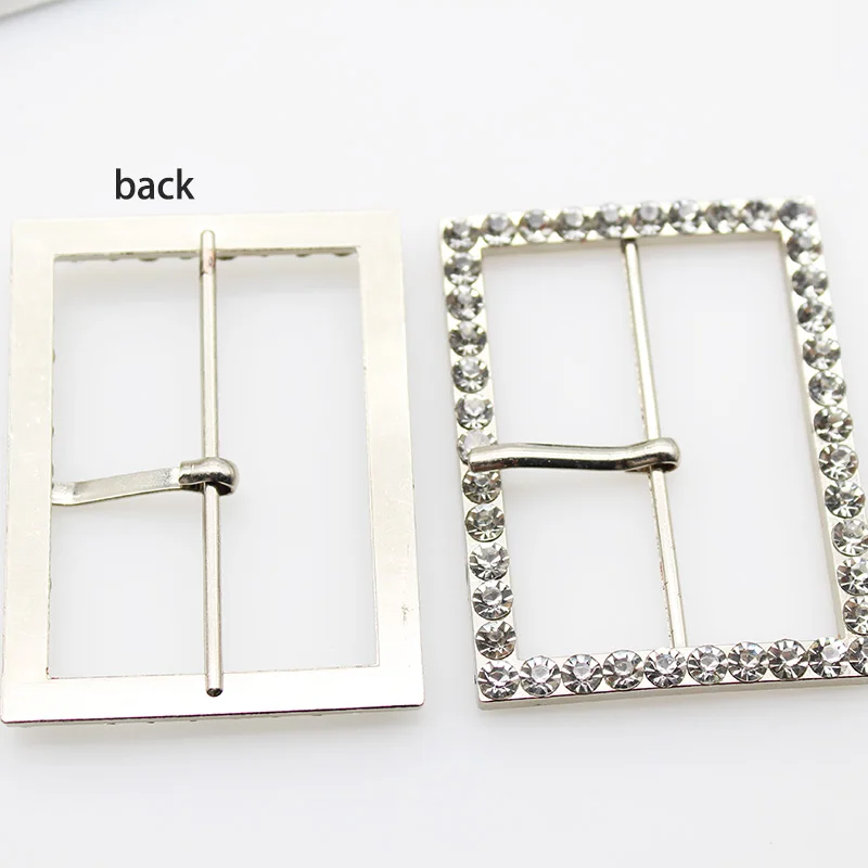 2Pcs 50*60MM Rhinestone Zinc Alloy Belt Buckle End Bar Heel bar Buckle Single Pin Belt Half Buckle For Leather Craft Bag Strap J