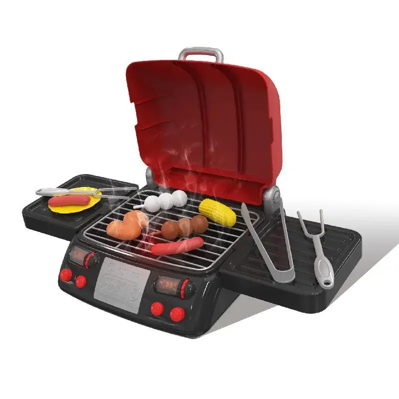 Simulação cozinha churrasco brinquedo menina forno de churrasco elétrico fingir jogar comida brinquedo educativo conjunto role play criança crianças presentes