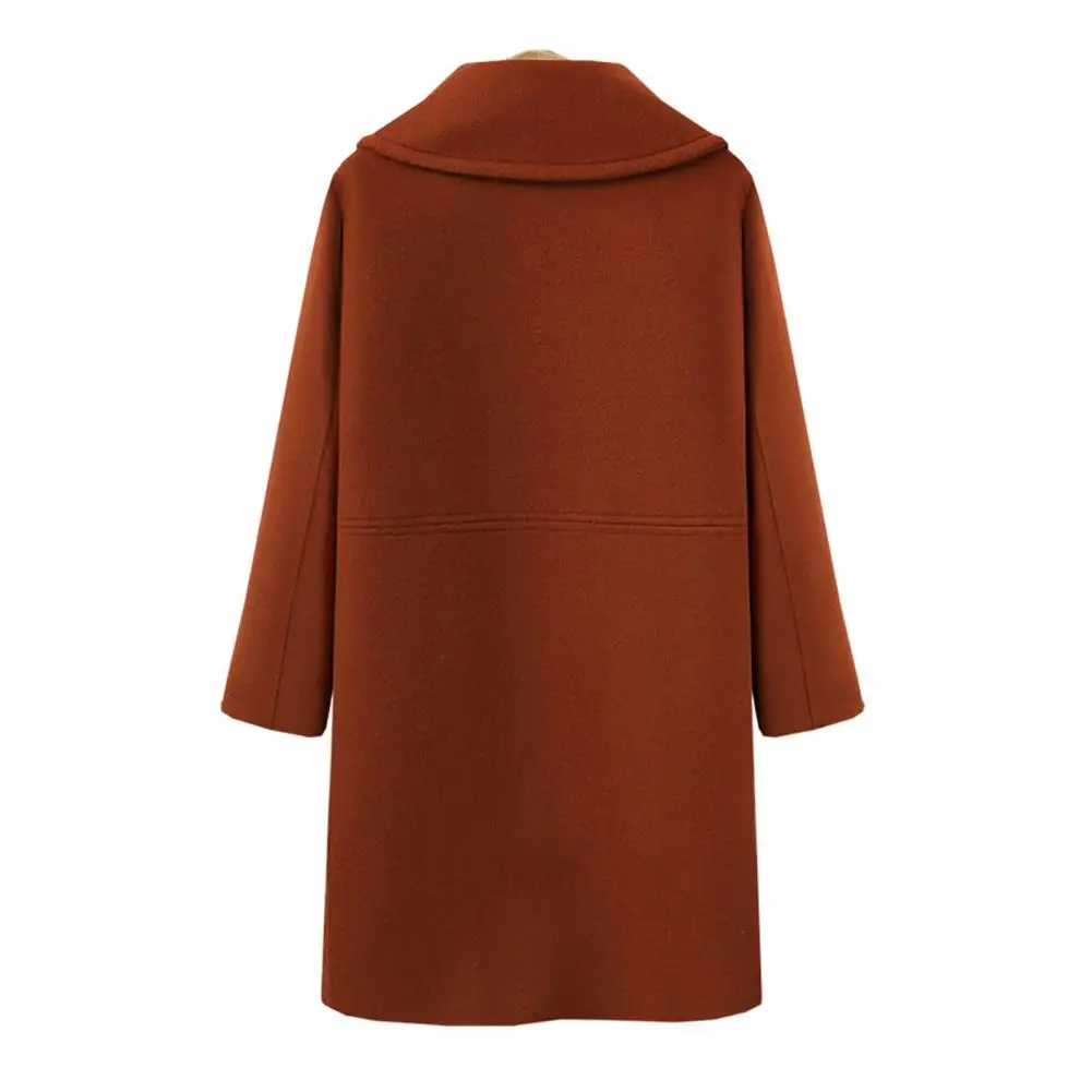 

Women Jacket Elegant Plus Size Woolen Jacket with Turn-down Collar Double-breasted Design for Women Stylish Overcoat for Spring