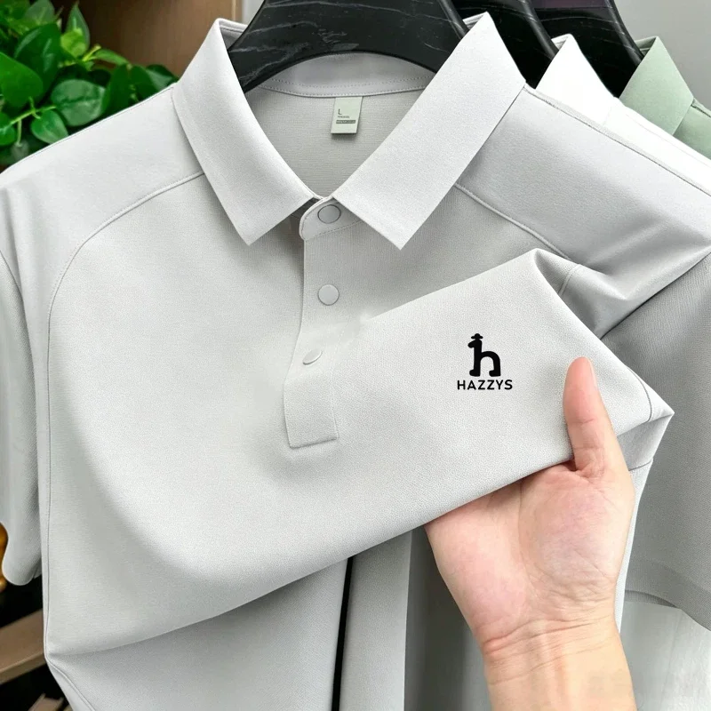 Korean style men's polo shirt short sleeved fashionable printed top summer comfortable breathable casual sports splicing T-shirt