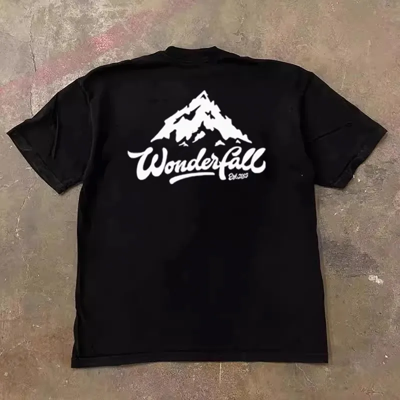 Charity Money Making Heavyweight 260g Pure Cotton Short Sleeve T-Shirt Fuji Mountain Luxury Art Style Harajuku Style for Teens
