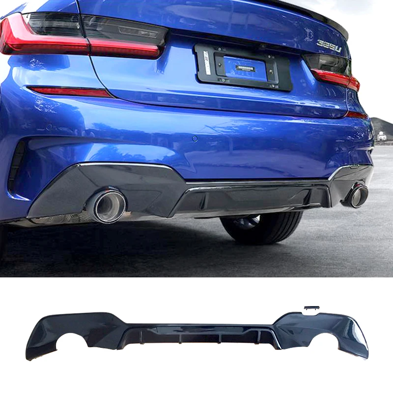 High Quality Carbon Black Rear Bumper Diffuser Spoiler Lip For BMW 3 Series G20 G28 325Li 330Li 2019 20 21 22 23 Accessories