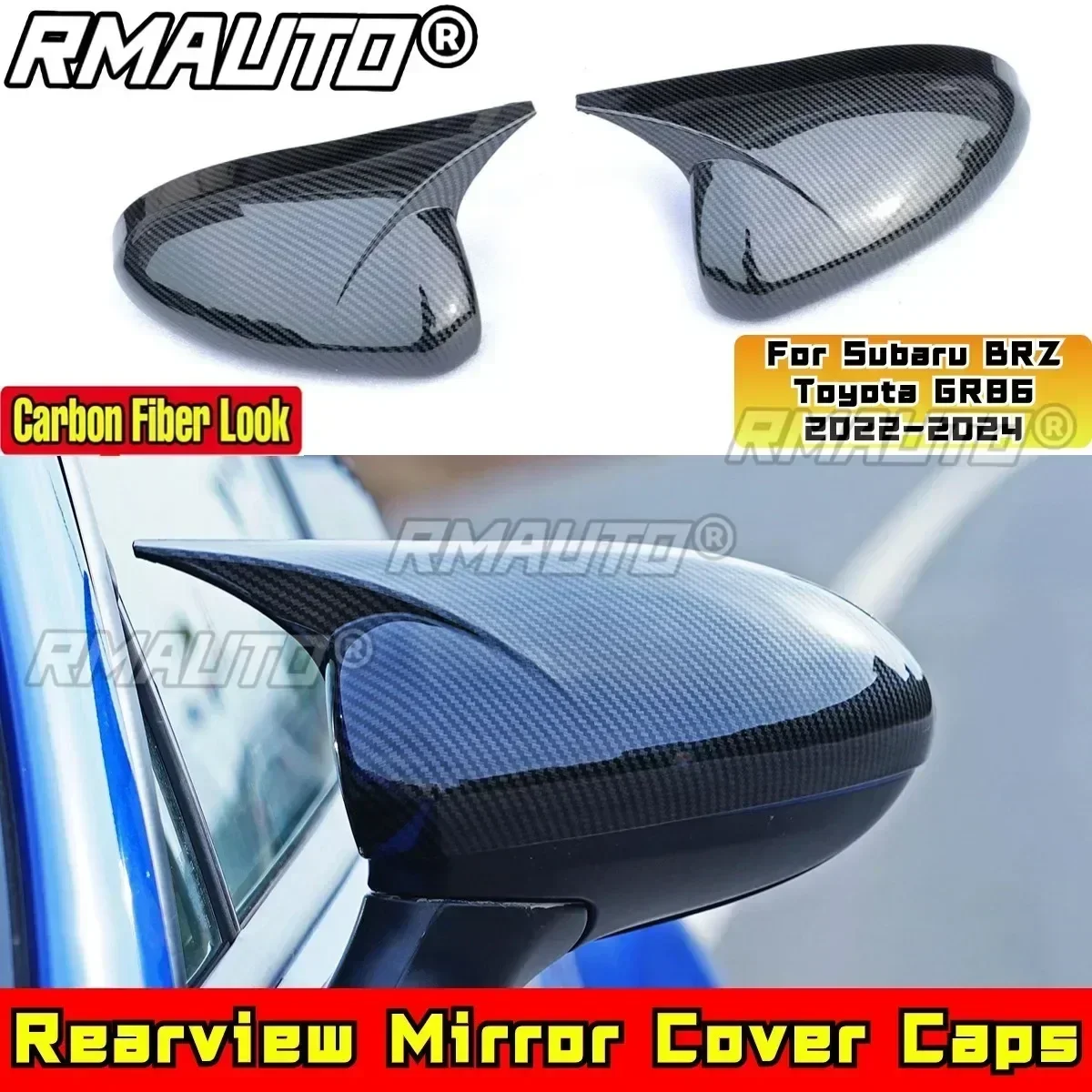 

For Subaru BRZ Toyota GR86 2022-2024 Rearview Mirror Cover Caps Matte Black Wing Mirror Caps DC Style Exterior Part