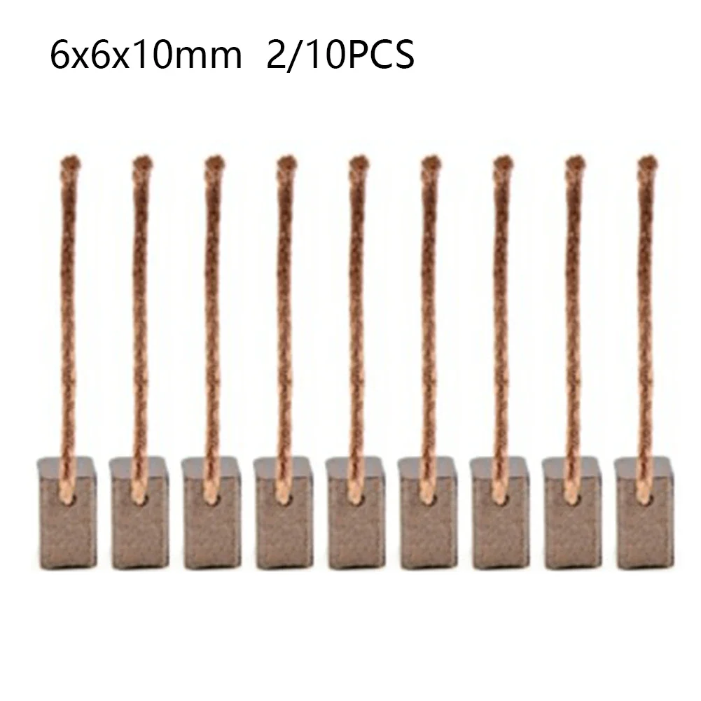 2 10Pcs 6x6x10mm Carbon Brush For Automotive Blower Fan Windshield Wiper Window Lift Motor Replacement Power Tool Parts Accessor