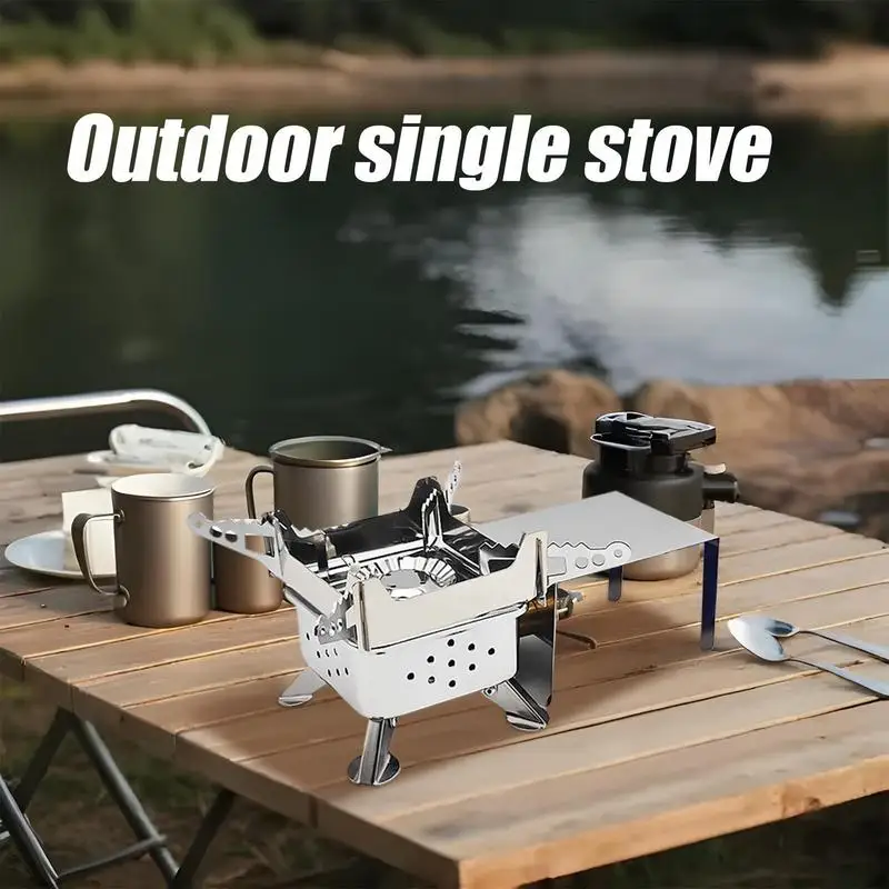 

Camping Stove Propane Compact Foldable Propane Burner With Windproof Board Adjustable Stable Energy Saving Outdoor Cooking