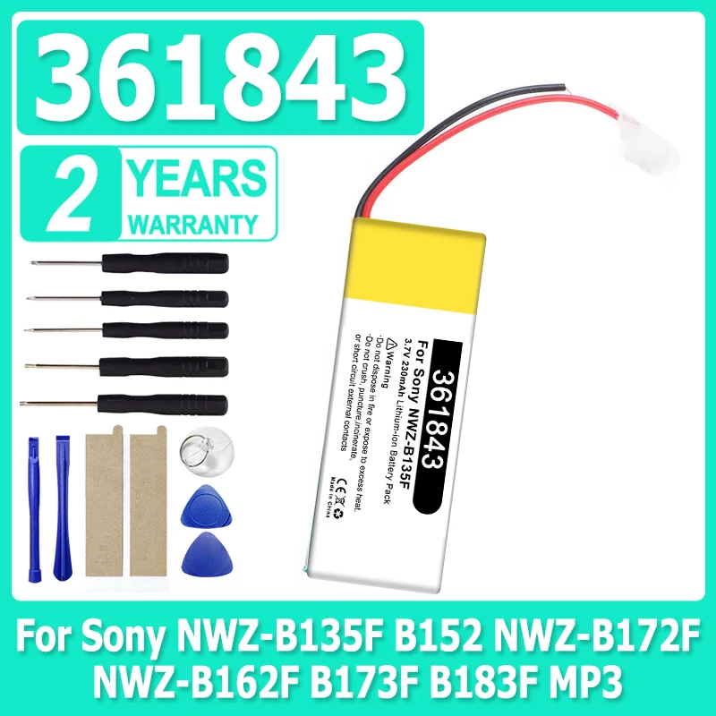 

XXDOU New Battery 361843 For Battery For Sony NWZ-B135F B152 NWZ-B172F NWZ-B162F B173F B183F MP3 Batteries + Tool