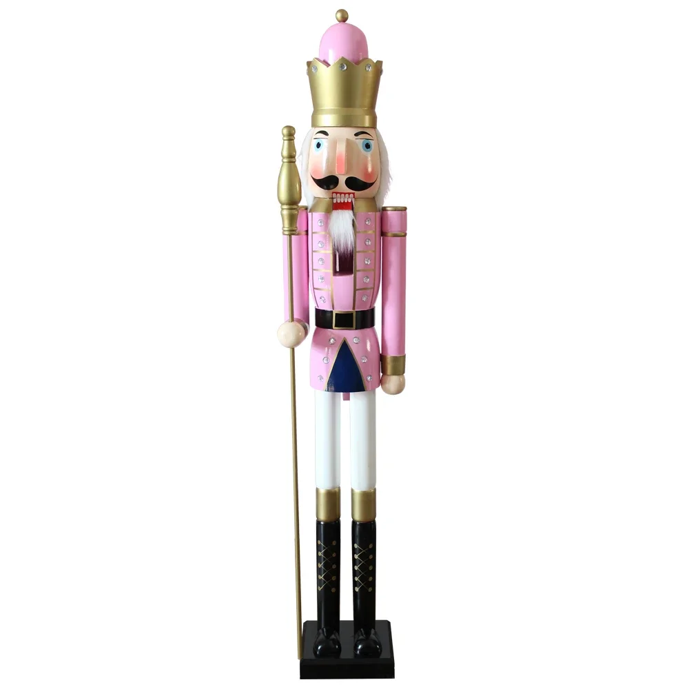 High Quality 1.5M 5ft Folk Art Nutcracker Soldier Life Size Wooden Ornament Hand Painted Pine 150cm for Christmas Decor
