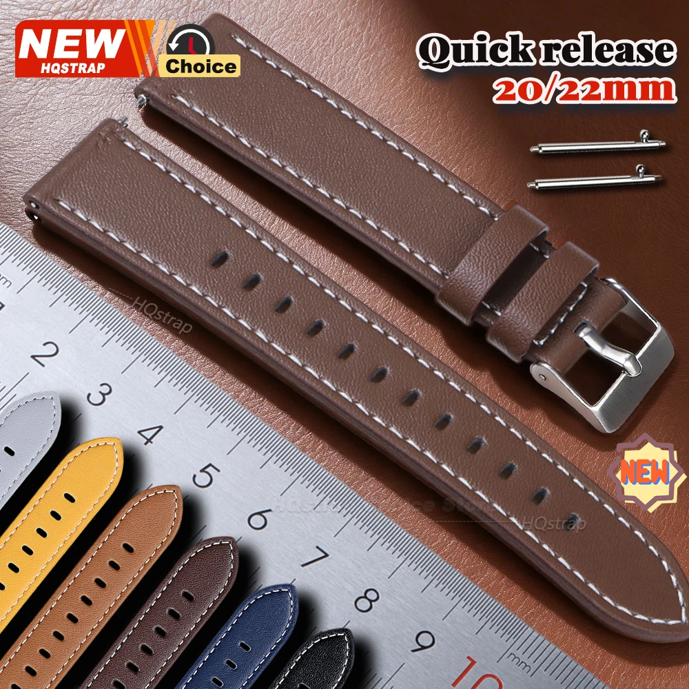 Hochwertiges PU-Uhrenarmband 20mm 22mm Smartwatch Lederband für Samsung 40mm 44mm für Omega Gürtel für Seiko Armband für Rolex