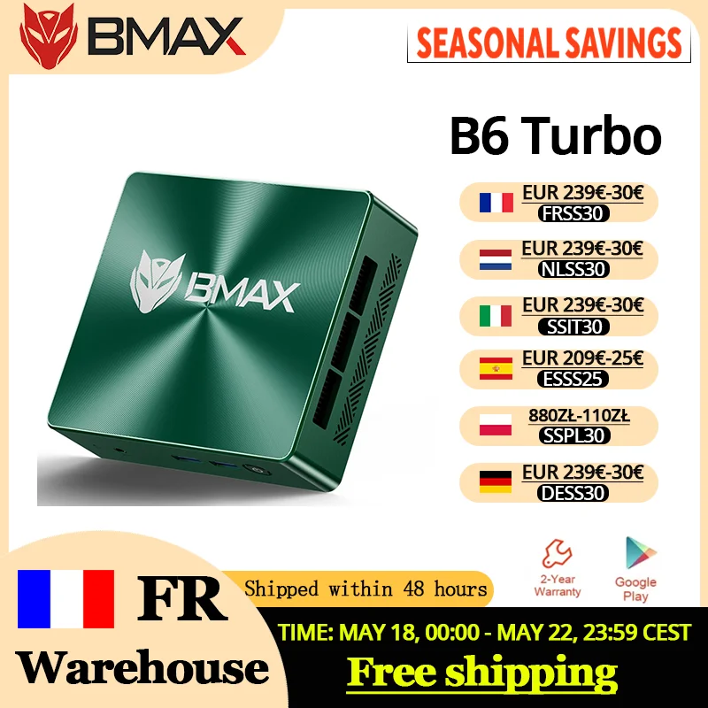 Mini PC BMAX B6 Turbo Intel Core i5 8257U Windows 11 16GB RAM 512 GB SSD HDMI USB DP Ethernet Bluetooth WIFI Ordenador