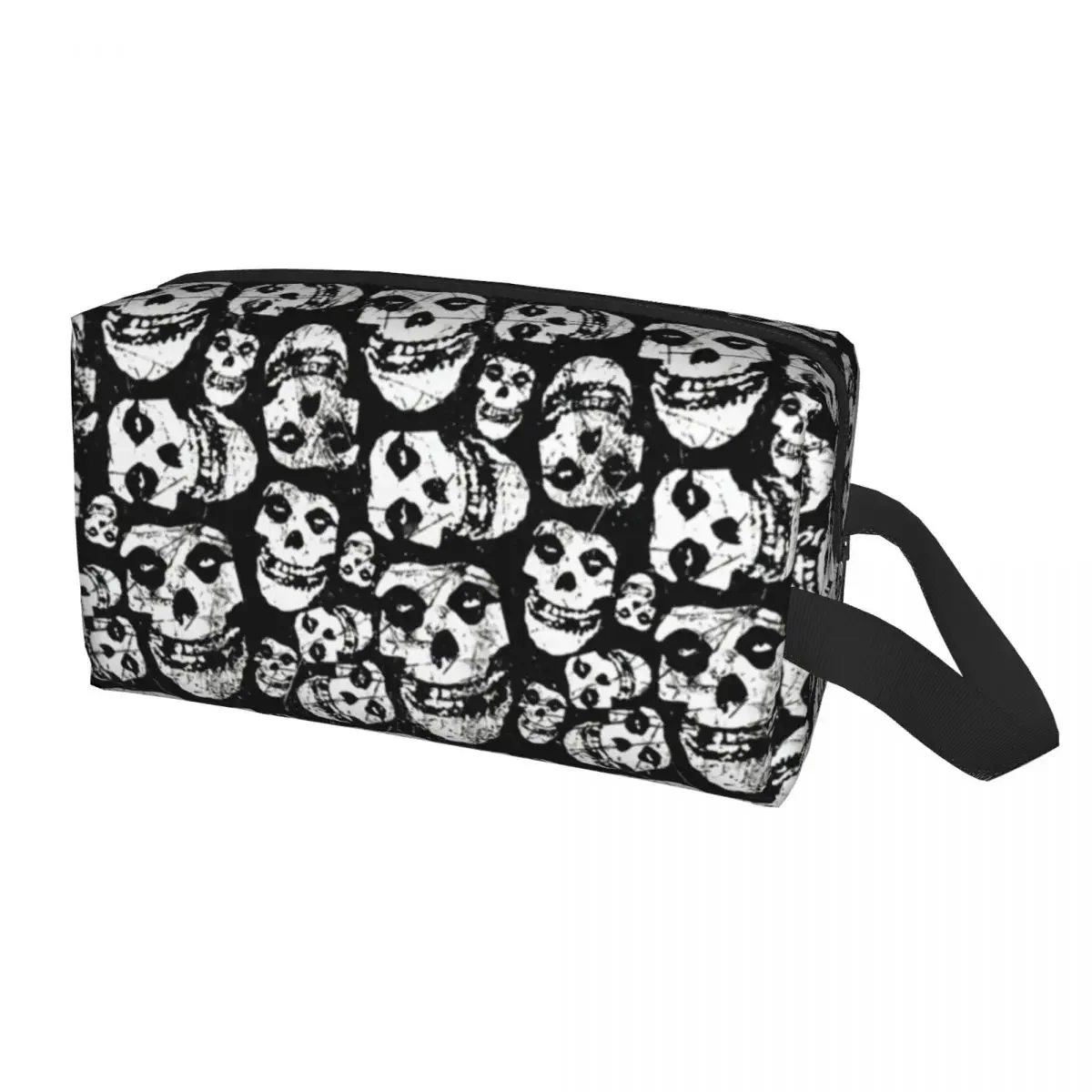 Custom Punk Band Misfits Skull Face Travel Cosmetic Bag Women Heavy Metal Makeup Toiletry Organizer Lady Beauty Storage Dopp Kit