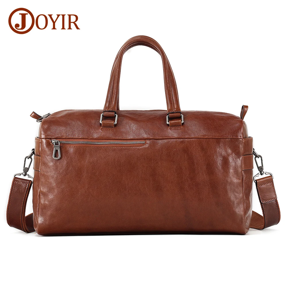 JOYIR Genuine Cowhide Leather Oversized Men Travel Duffel Bag Luxury Retro Shoulder Bags Carry On Bag for Business Travel