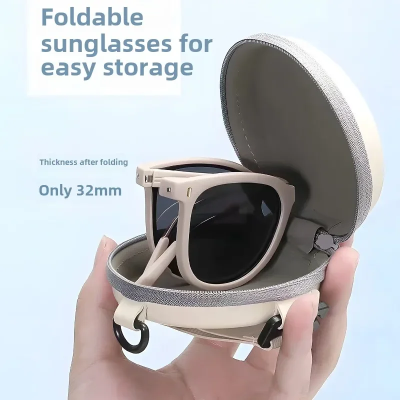 

Модные унисекс складные солнцезащитные очки с защитой от ультрафиолета для мужчин и женщин, портативные солнцезащитные очки для вождения на открытом воздухе с футляром, летние незаменимые