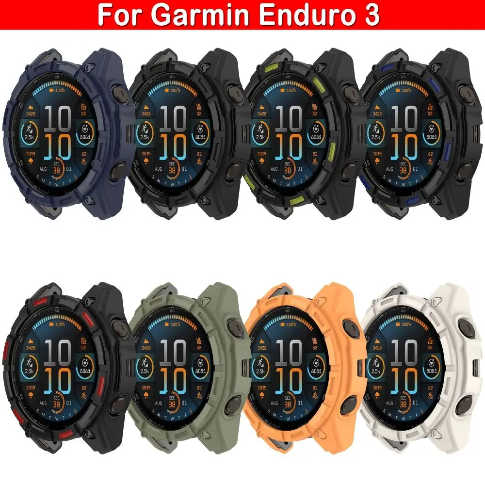 Soft TPU Protective Case Bumper Smart Watch Edge Shell Frame Accessories Screen Protector for Garmin Enduro 3
