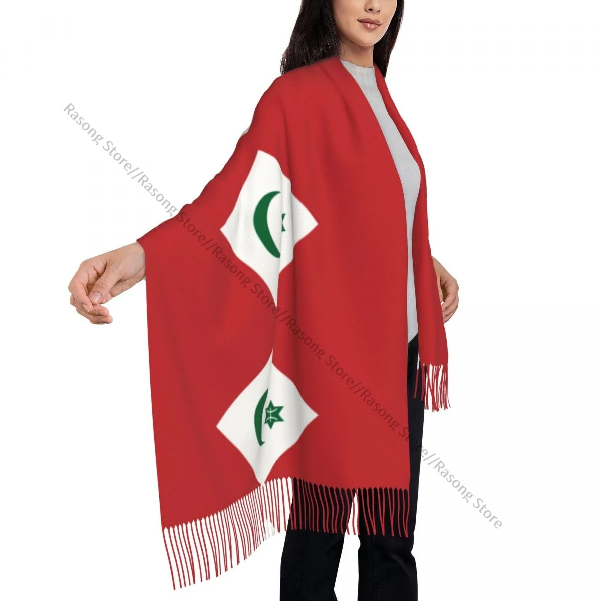 Rif Amazigh People Flag Winter Scarf Shawls Wrap Women Men Warm Bufanda Tassel Scarves