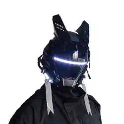 JAUPTO Gothic CyberPunk Mask Helmet ,Techwear Mask , Halloween Cosplay Technology Helmet , Futuristic Helmet with LED Light