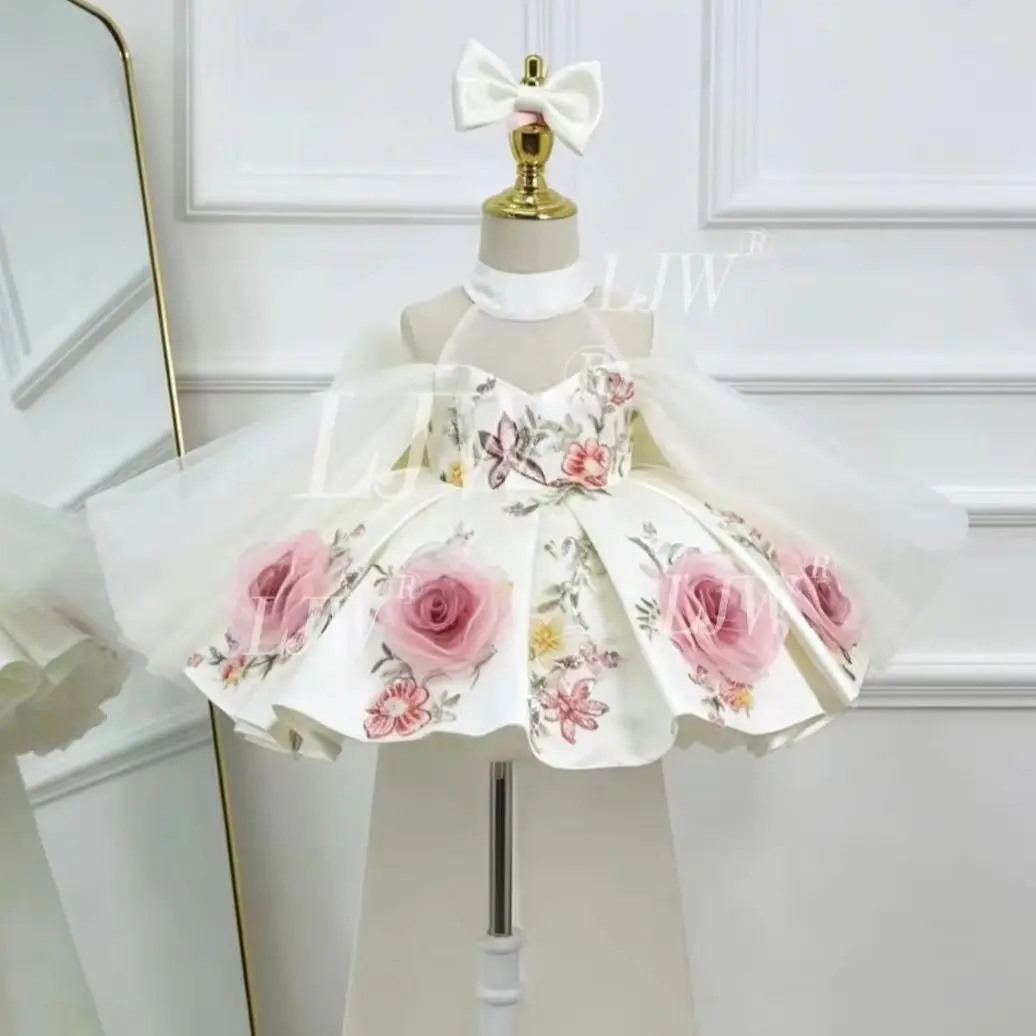 

elegance Floral Birthday Performance Gown embroidery rose kids beauty pageant dress Wedding Flower Girl Host Princess dress